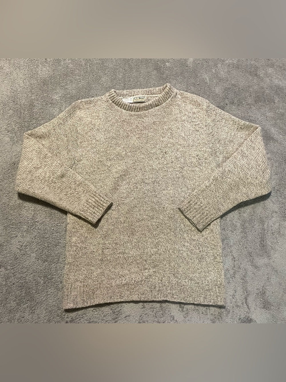 Vintage L.L. Bean Wool Blend Sweater Mens LT Beige Tan USA Made Heavyweight